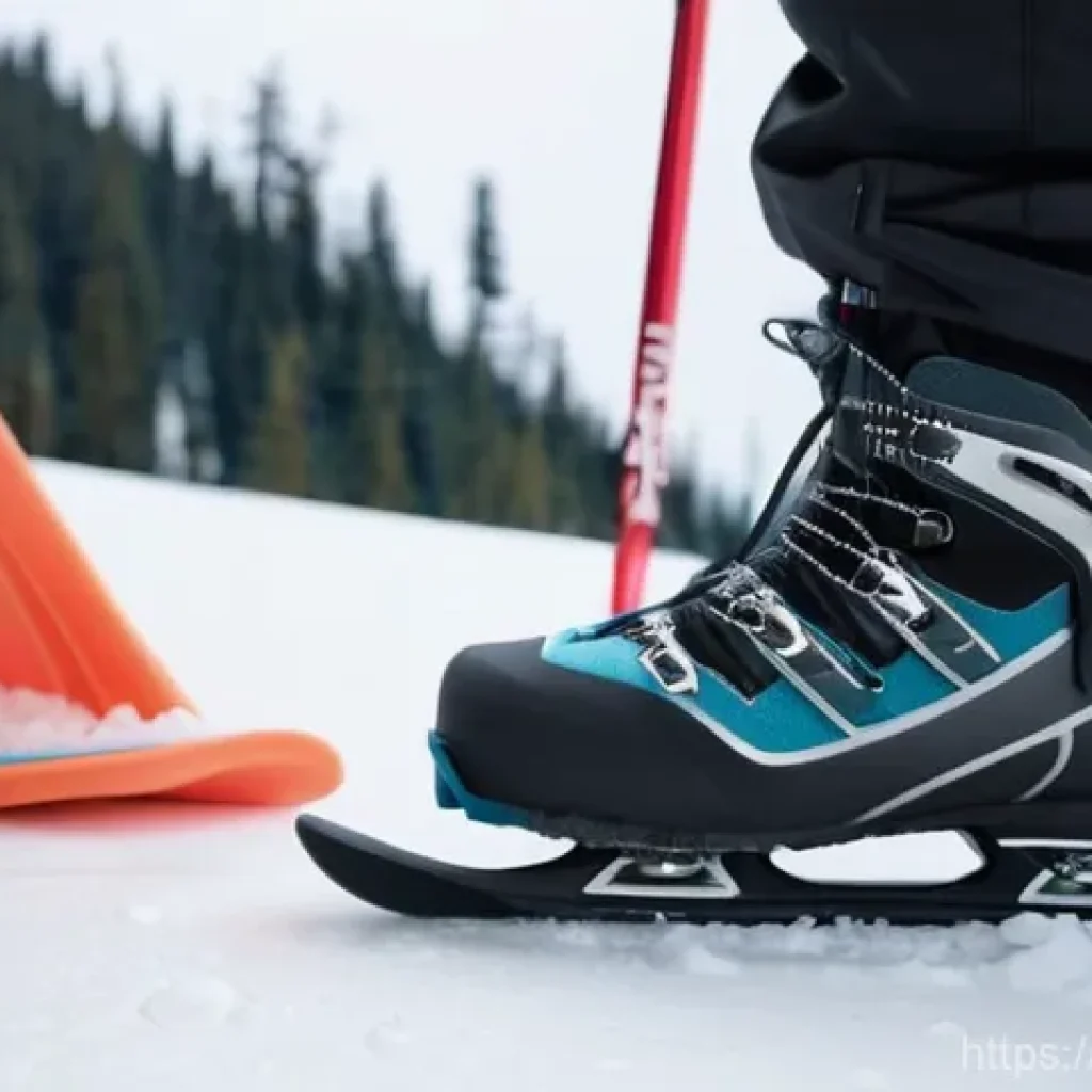 스키장비 정리 팁 - **Prompt:** A clean and well-lit utility room or garage, where a person (gender-neutral, wearing com...