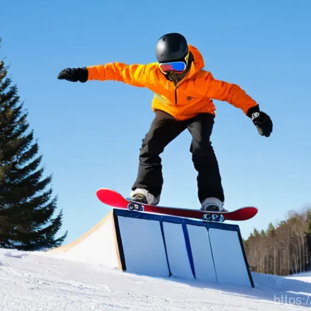 스노우보드 레일 활용법 - **Prompt 1: First 50/50 on a Beginner Box**
    "A young adult snowboarder, gender neutral, in brigh...