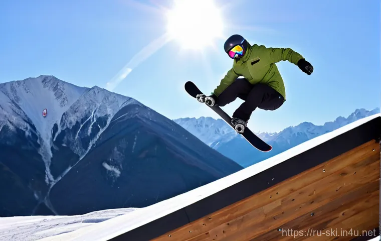 스노우보드 레일 활용법 - **Prompt 1: First 50/50 on a Beginner Box**
    "A young adult snowboarder, gender neutral, in brigh...