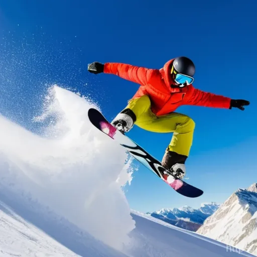 스노우보드 트릭 이름과 설명 - A male snowboarder performing a dynamic and stylish 'Method Grab' high in the air off a large snow k...