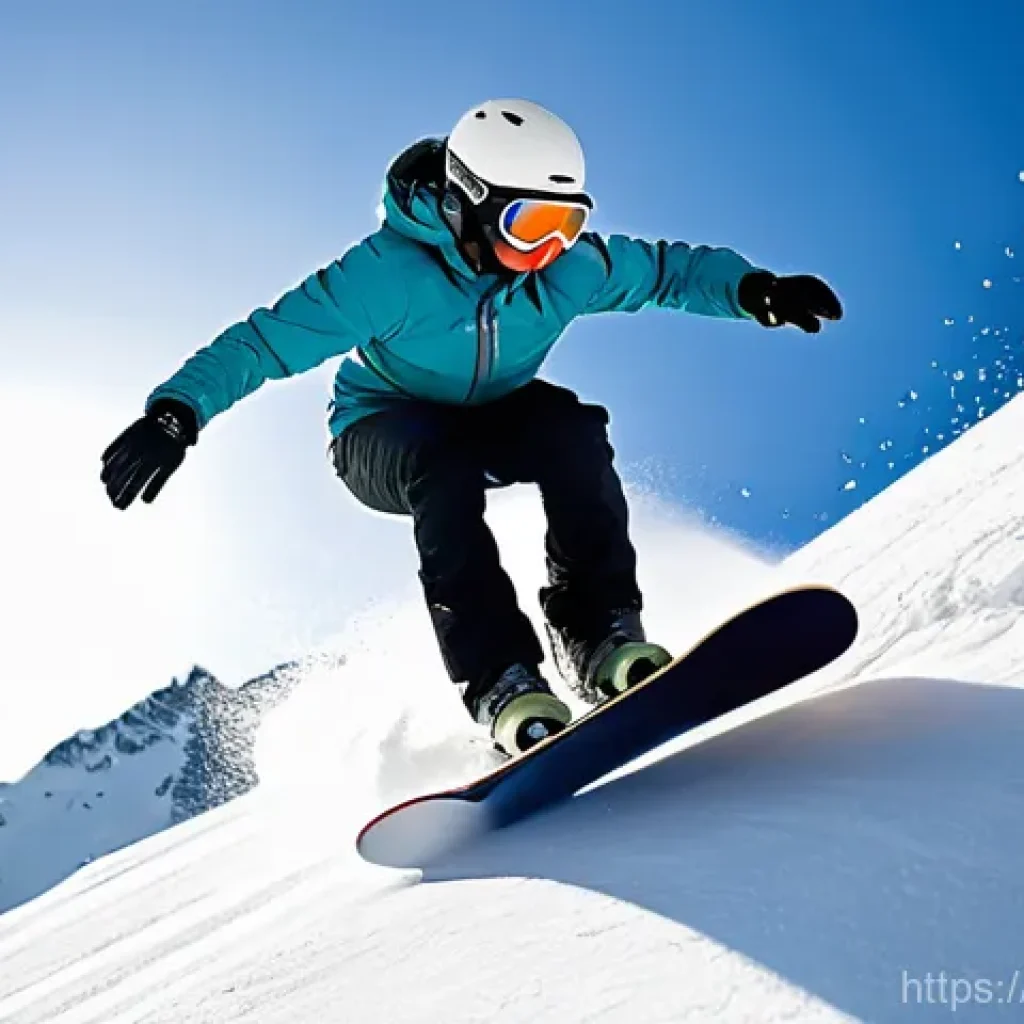 스노우보드 턴 연습 팁 - **Prompt 1: Dynamic Balance and Unity with the Board**
    "A male or female snowboarder, mid-turn o...