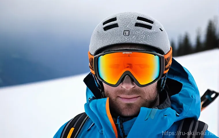 스키장 기상 변화와 대처법 - **Prompt 1: The Prepared Rider Facing Changing Mountain Weather**
"A male skier, in his late 20s...