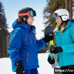 스노우보드 초보 강사 팁 - **Prompt:** A compassionate male snowboard instructor, approximately 35-40 years old, with a kind an...