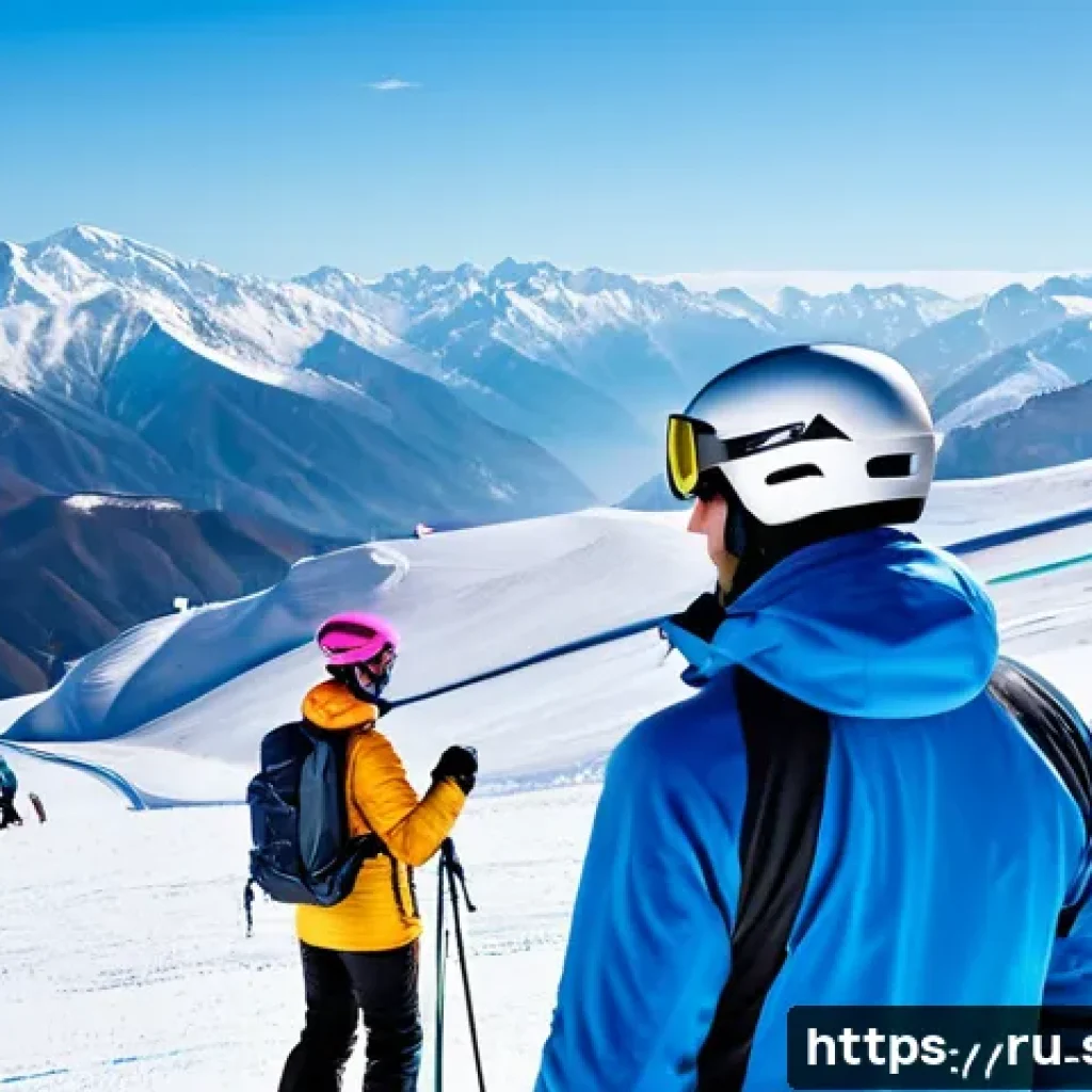 스키장 스키 스쿨 후기 - A professional ski instructor teaching a diverse group of adult beginners on a snowy slope in the Ca...