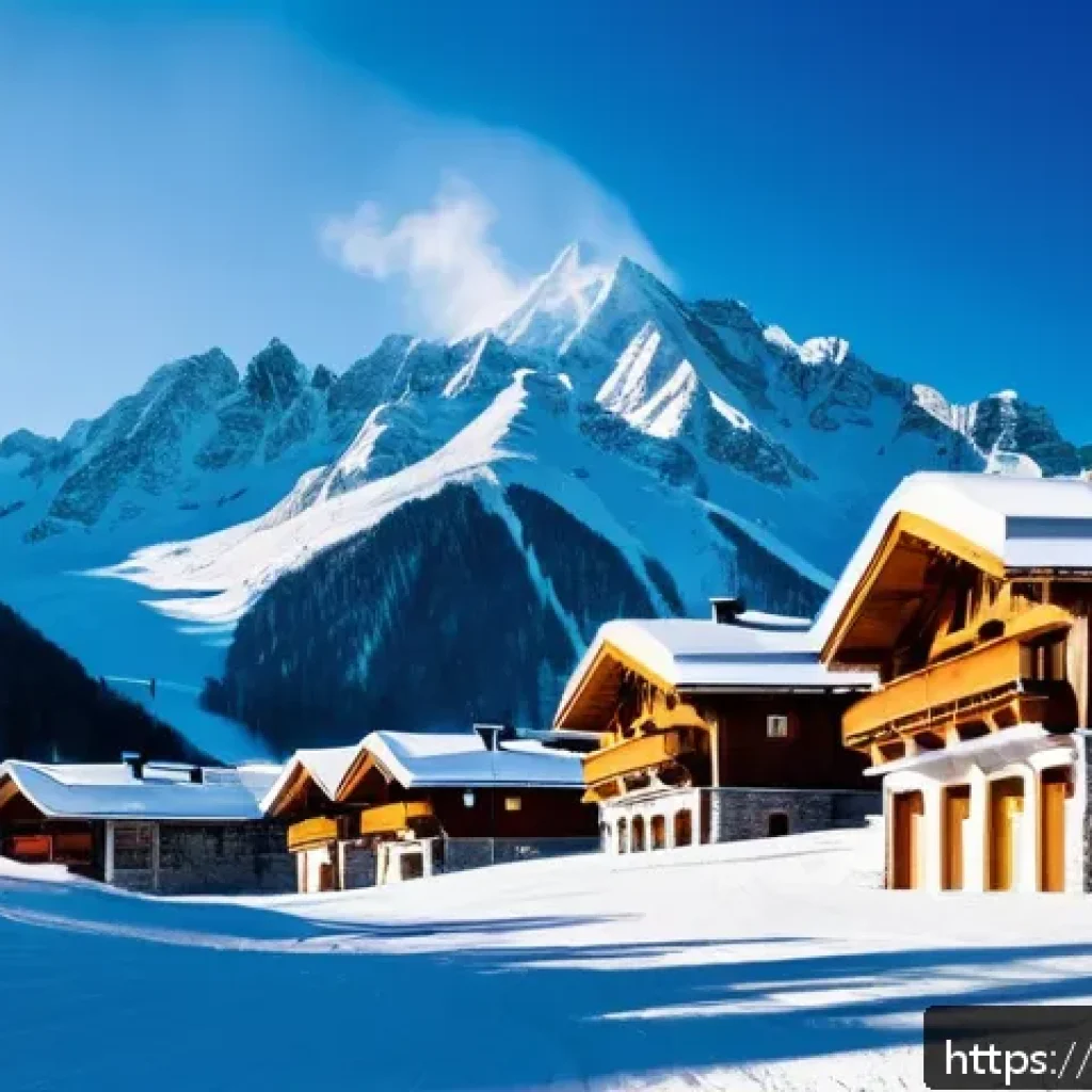 스노우보드 시즌권 비교 - A lively winter ski resort scene in the Caucasus Mountains featuring diverse ski slopes with riders ...