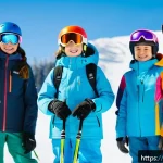 Home 23 스키 강사 채용 정보 - A professional young ski instructor teaching a diverse group of beginners at the vibrant ski resort ...