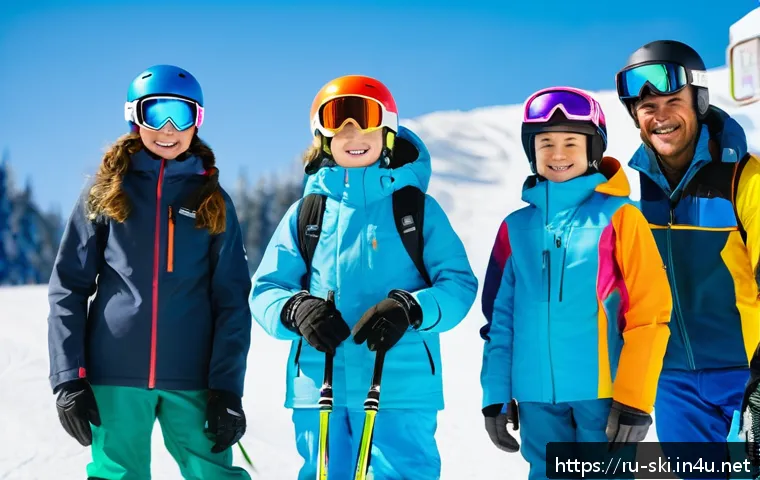 스키 강사 채용 정보 - A professional young ski instructor teaching a diverse group of beginners at the vibrant ski resort ...