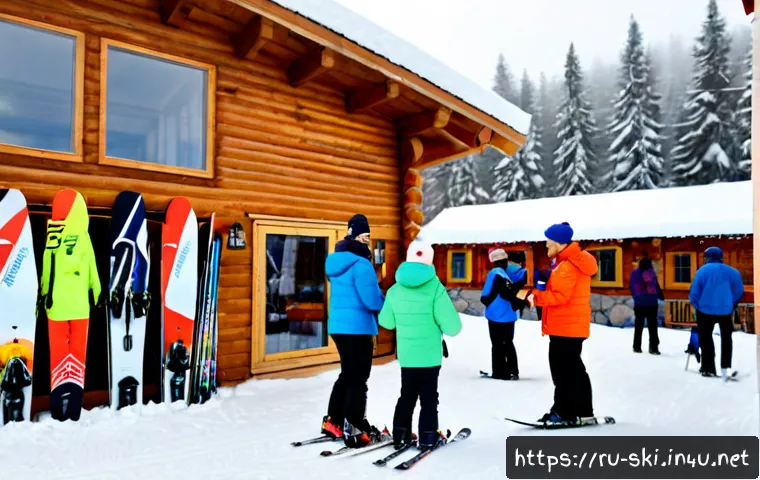 Home 15 스키장별 이벤트 정보 - Photorealistic winter ski resort event scene in Russia, cheerful families and adult skiers in colorf...