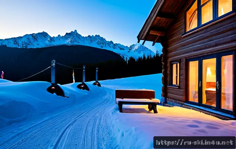 Home 17 스키장 숙박 패키지 - Photorealistic winter ski resort accommodation package scene in the Russian Caucasus mountains, a co...